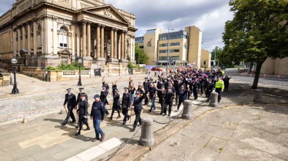 Officers marching  near St George's Hall.JPG